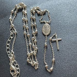 Silver rosary necklace